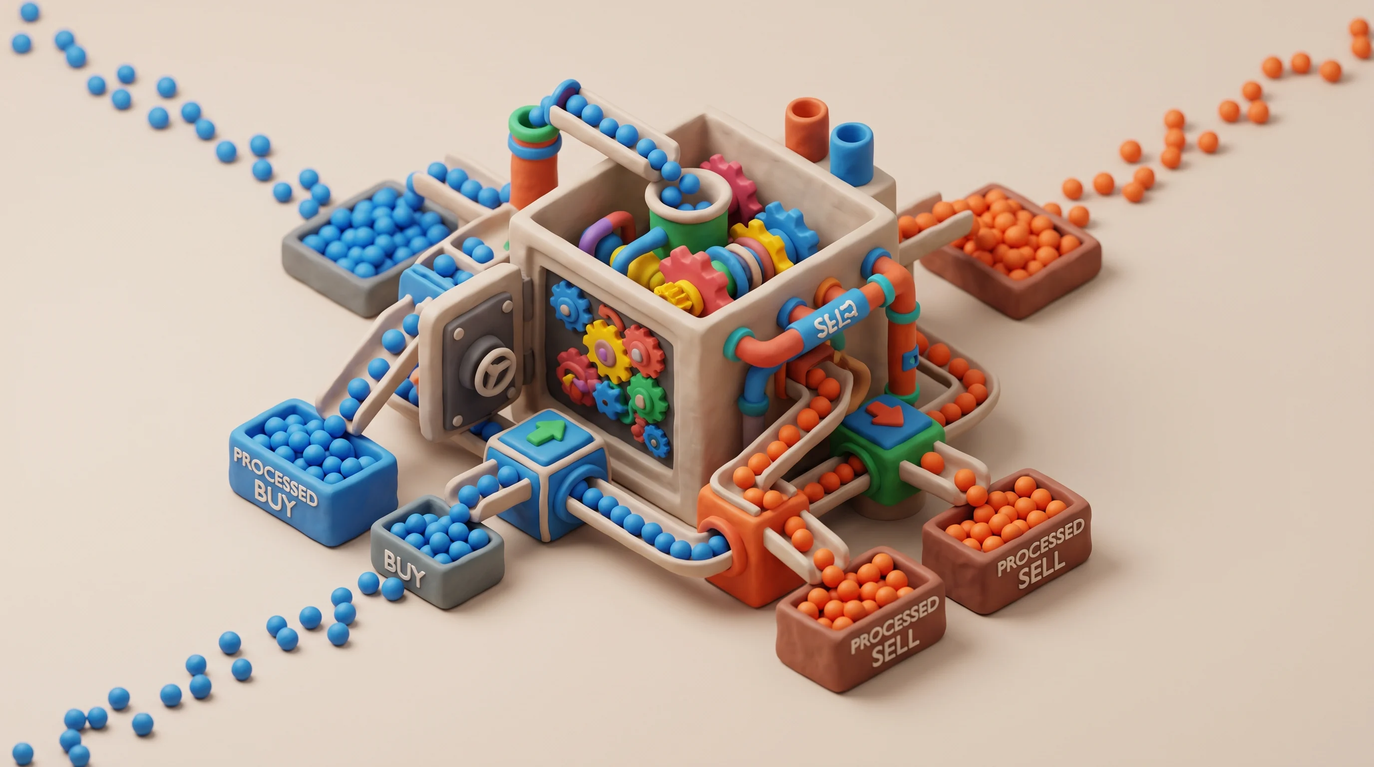 A data stream split so several workers can process it at once